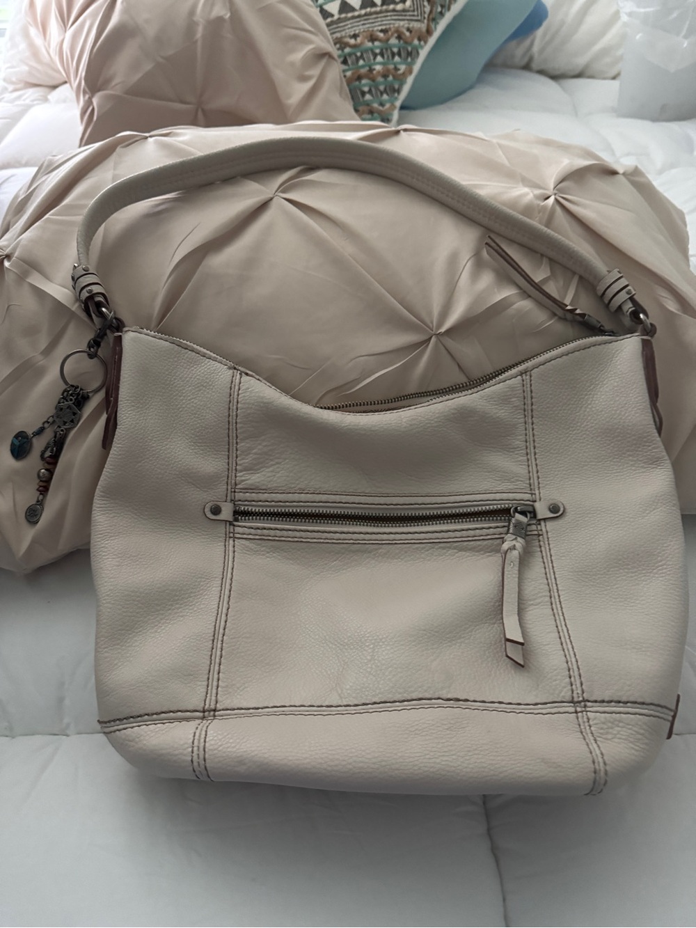The Sak Cream Leather Hobo Shoulder Bag